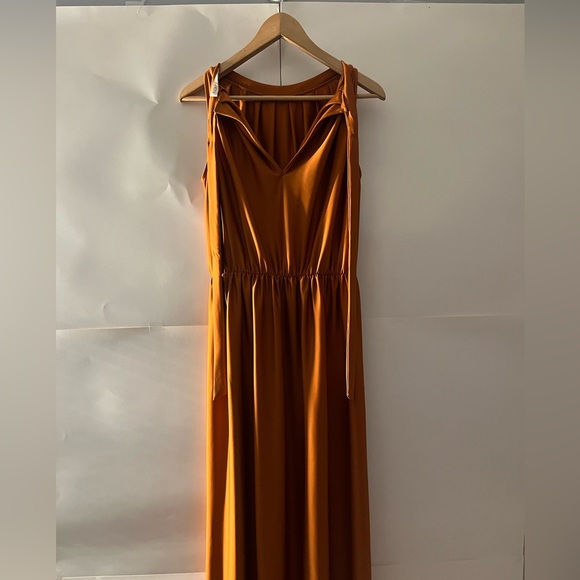 Copper-orange full length greek style dress - Picture 5 of 6